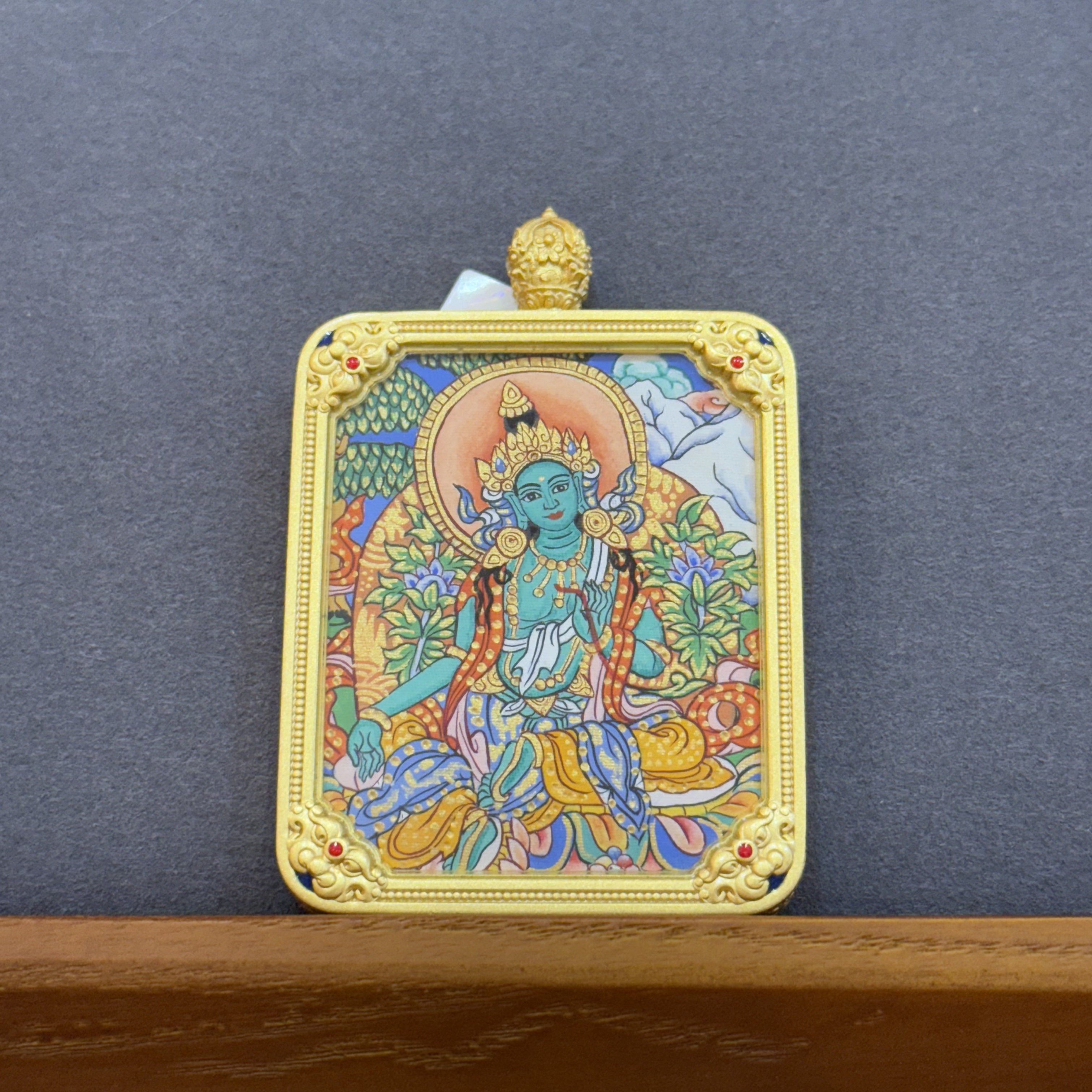 绿度母+纯铜扎基拉姆-西藏纯手绘唐卡