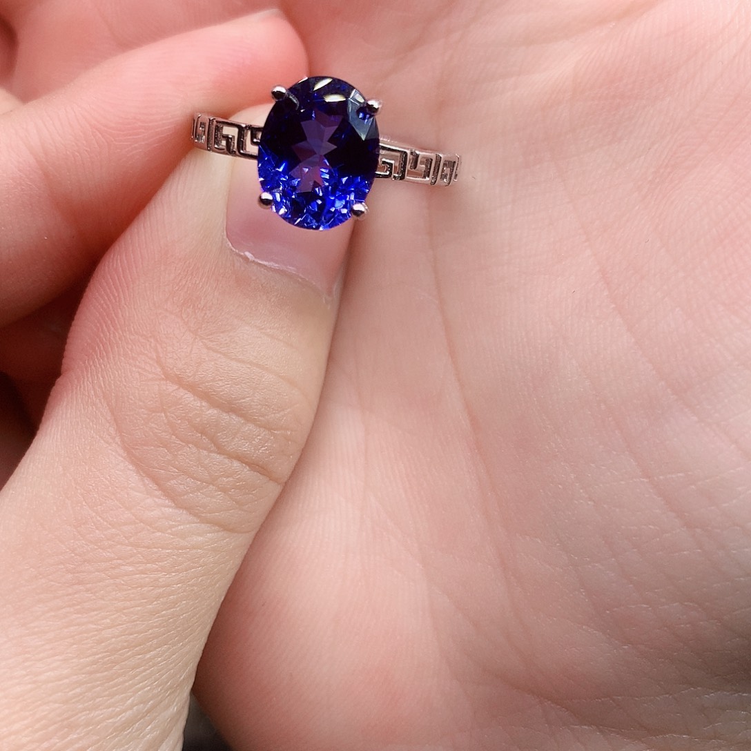戒指蓝宝石银S925镶嵌