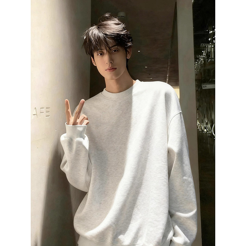 秋冬少不了一件纯色长袖230克重磅100%精梳纯棉美式基础T恤打底衫