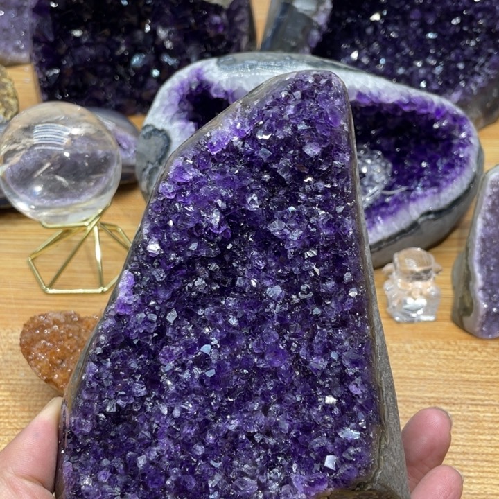 紫晶水晶彩金未镶嵌