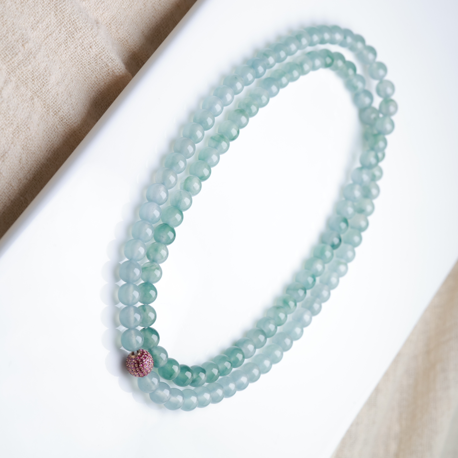 冰飘花翡翠珠链百搭女士长链