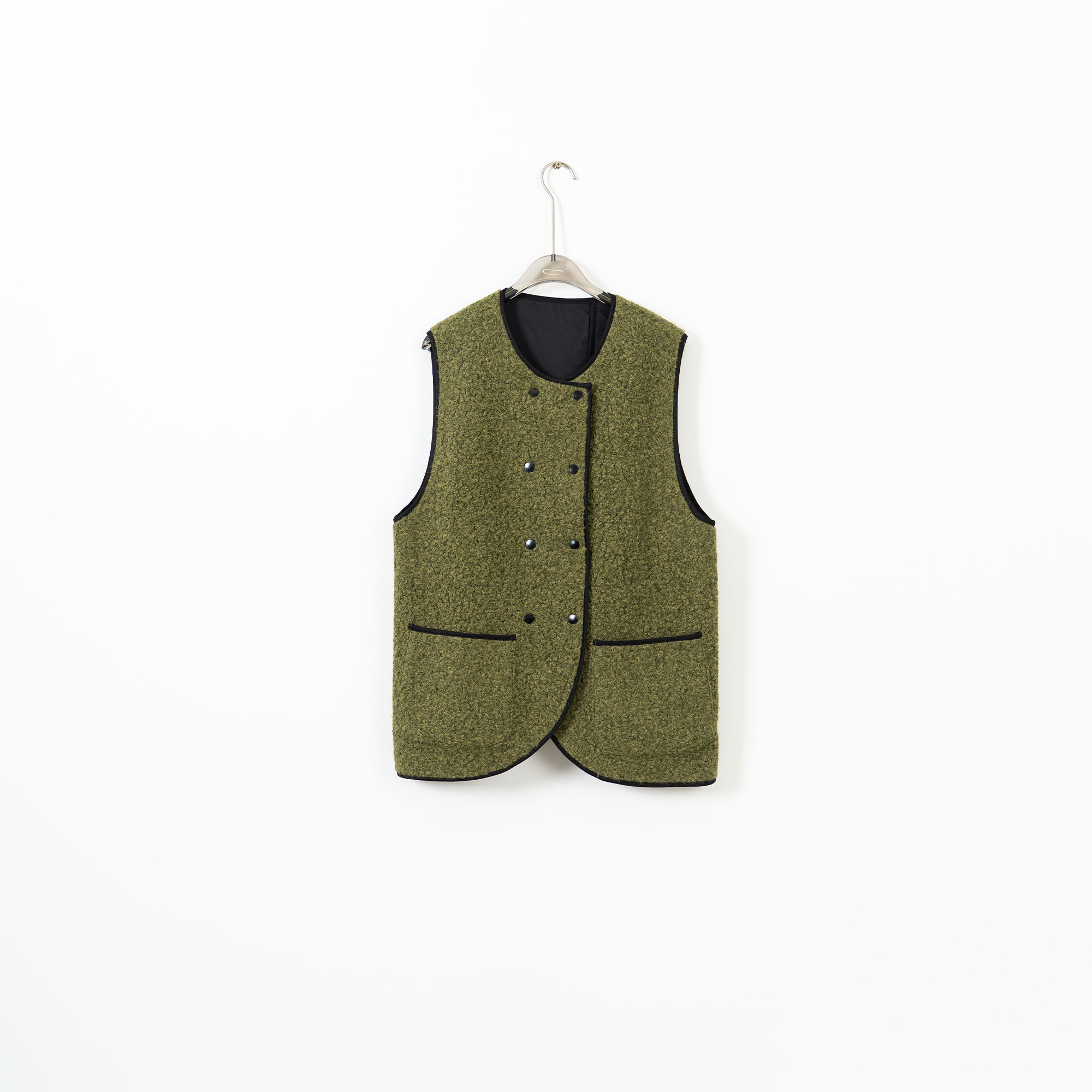 PW251163大码时尚秋冬加厚马甲气质百搭圈圈毛呢保暖时尚