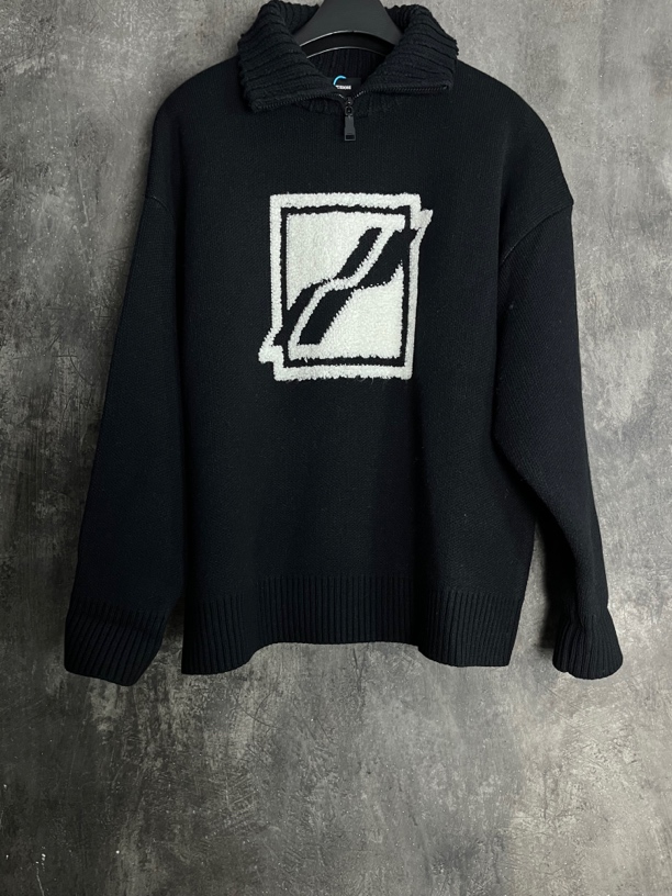 全新未使用 WE11 DONE M码*1/半拉链高领羊毛混纺毛衣/02327