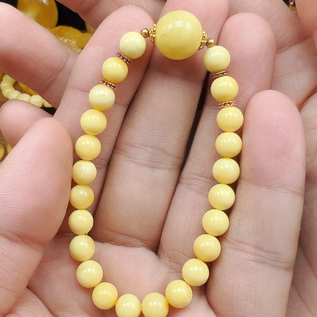 蜜蜡未镶嵌珠宝奇石单圈7.2mm，6.4克