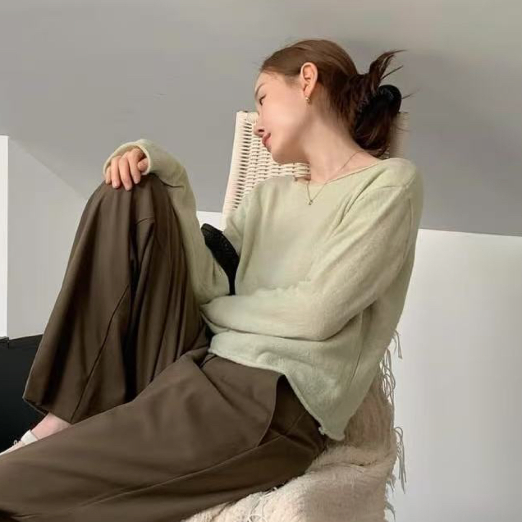 No退No换壹韩国东大门女装2026春季新款卷边大领针织衫上衣女025f