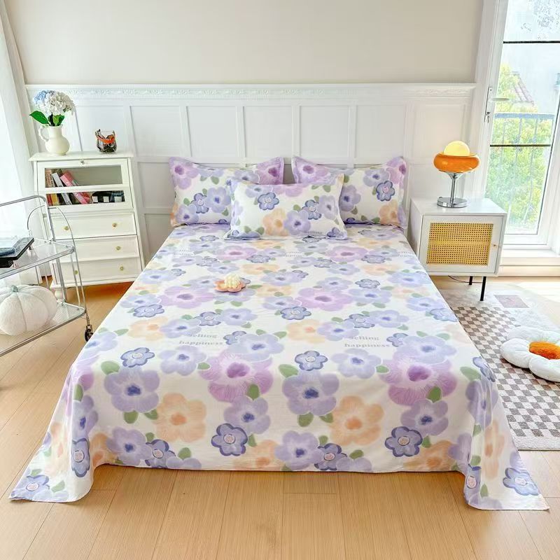 四季款加厚亲肤印花小清新家用柔软单床单尺寸2.3米*2.5米