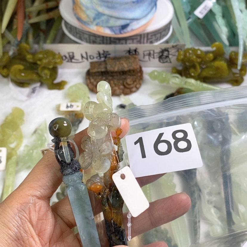 【闪购商品】岫玉发饰未镶嵌响****）