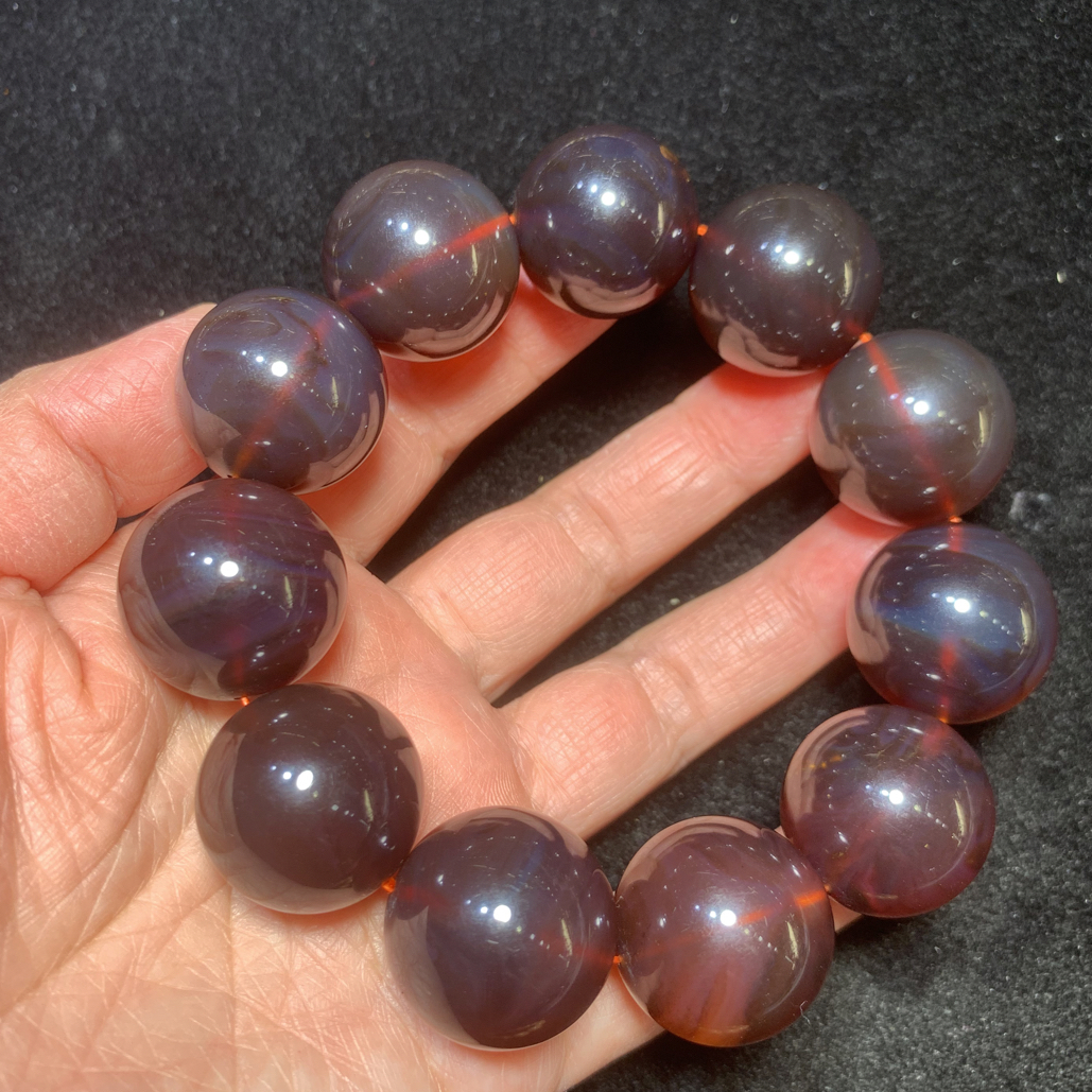 缅甸琥珀棕红手串 规格22 mm