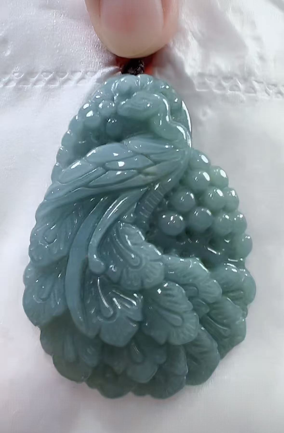 天然翡翠A货凤凰（多样性发货发其一）宽32-33高47-48厚10-13送绳