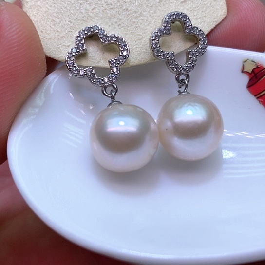 淡水珍珠耳饰银S925镶嵌