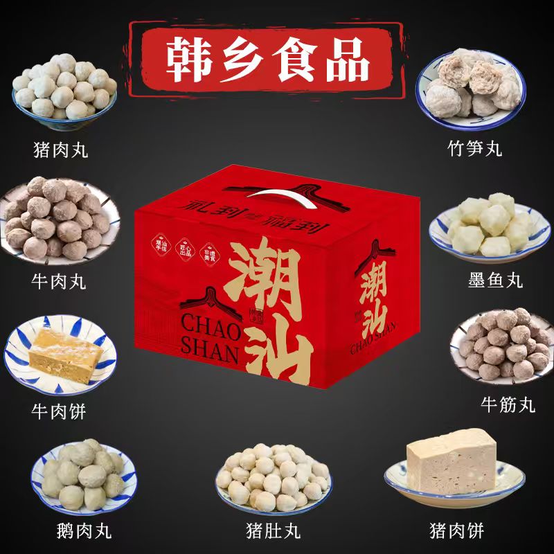 韩乡食品潮汕丸子大全牛肉丸牛筋丸墨鱼丸猪肚丸新鲜火锅烧烤食材