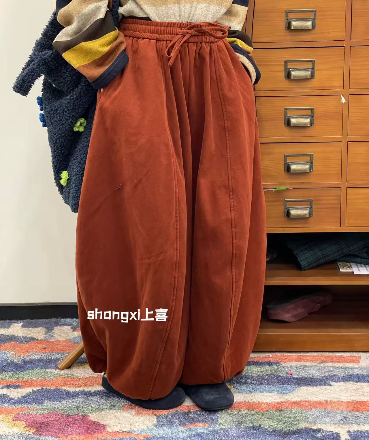 YQ#20256278#加绒微灯笼裤  X