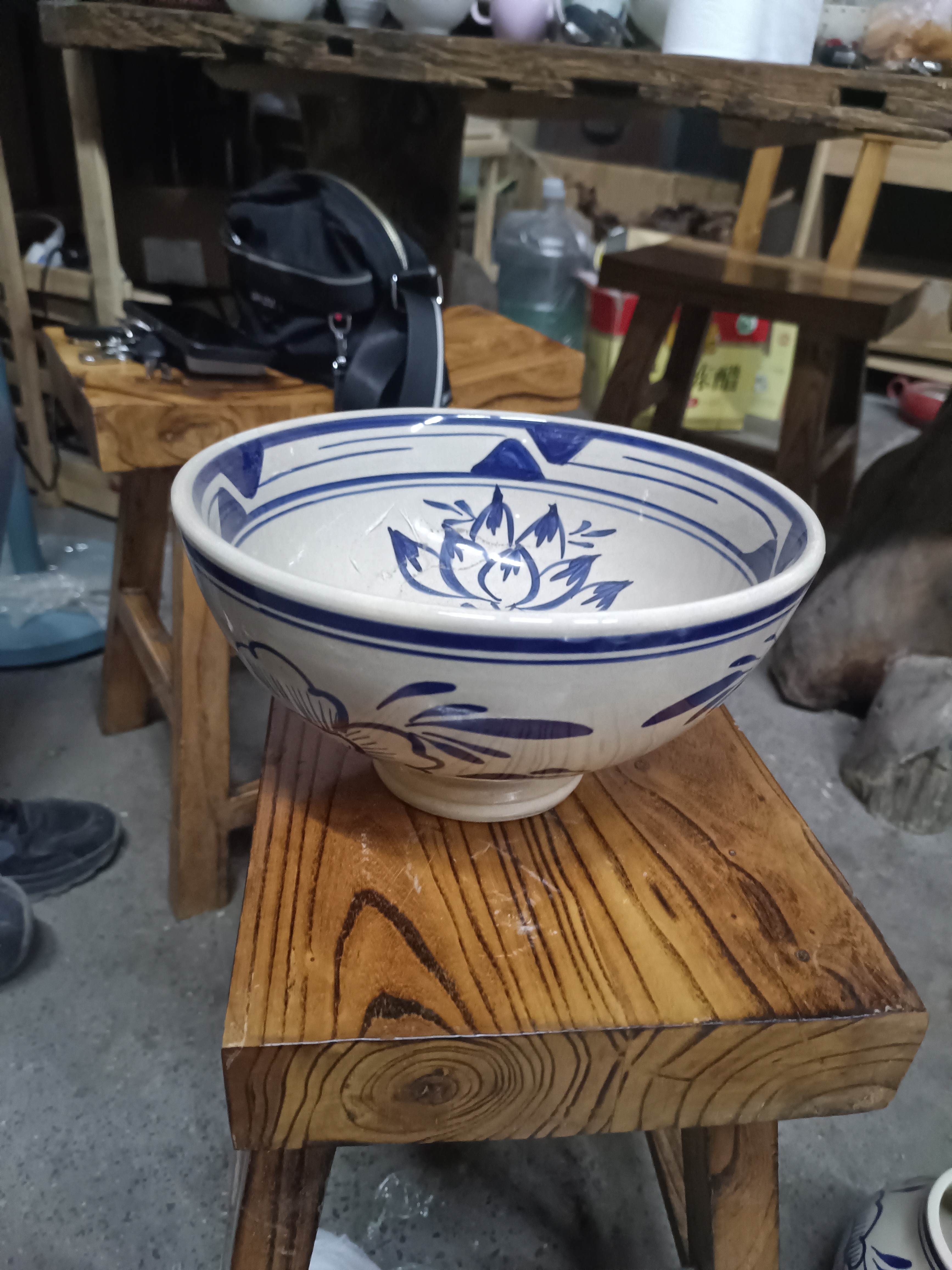 磁州窑釉下手绘大碗一个《粗瓷粗糙介意勿拍》