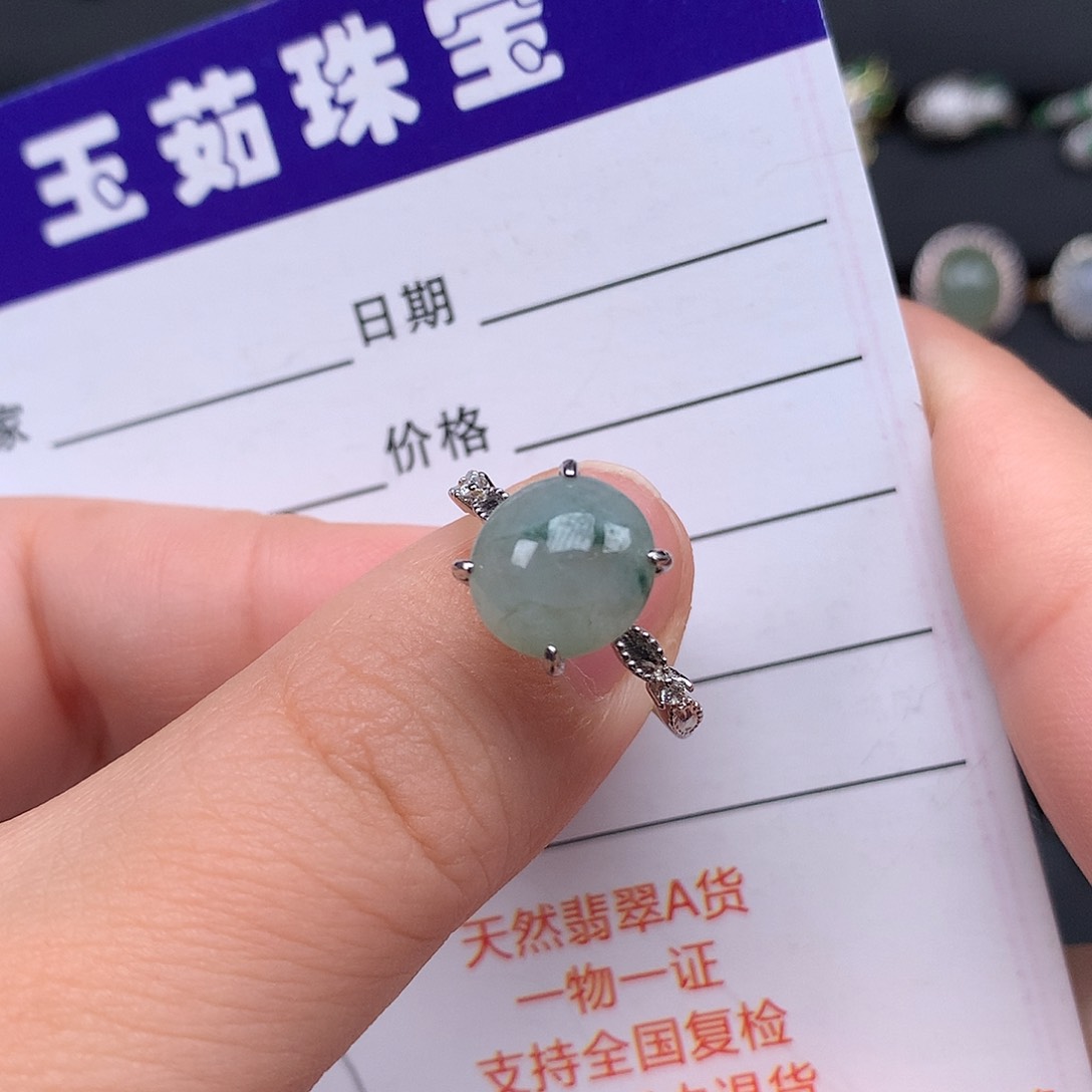 翡翠戒指银S925镶嵌戒指925