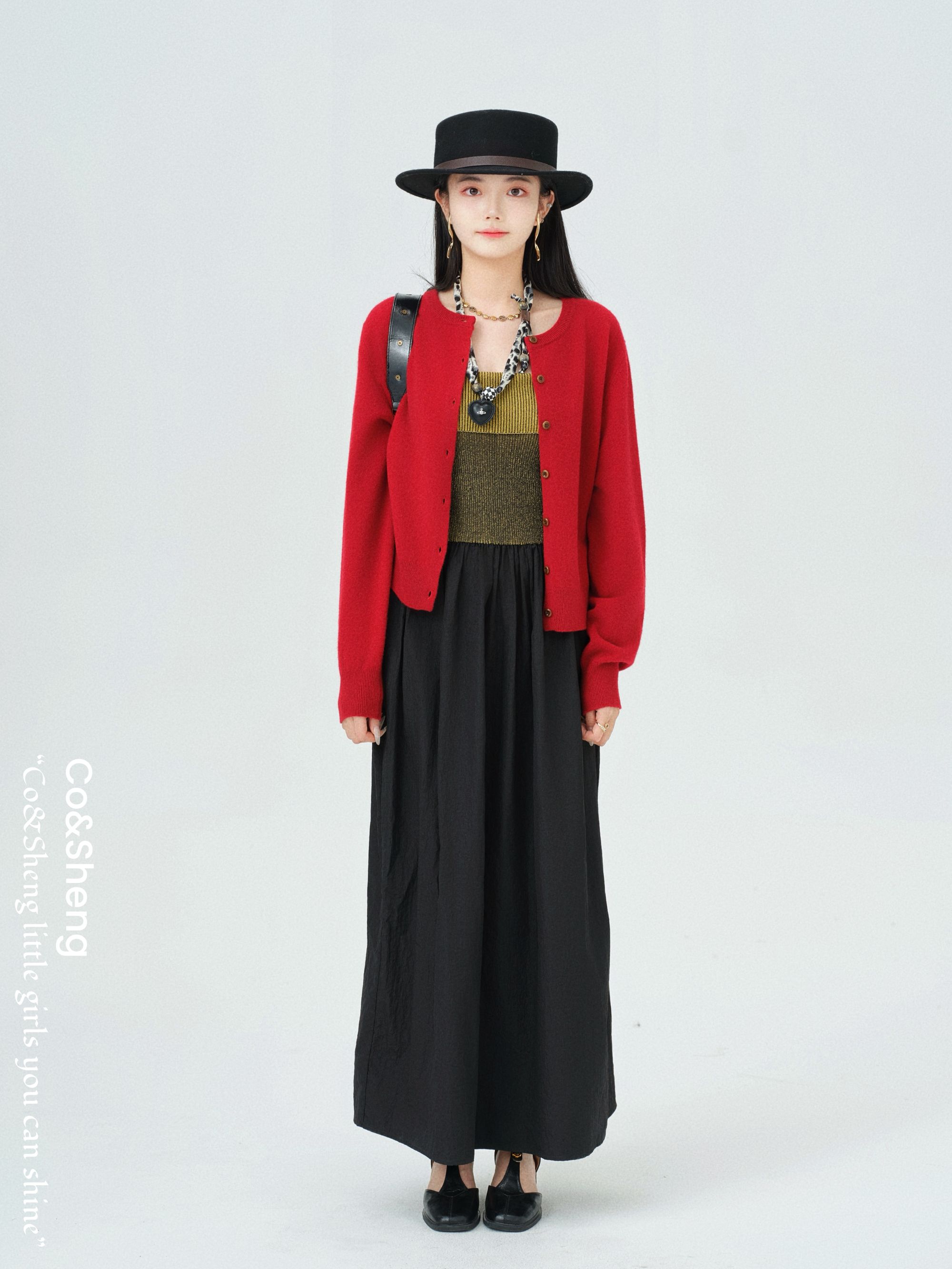 软暖时光/co&sheng小个子圆领常规款针织羊毛衫纯色短款毛衣外套