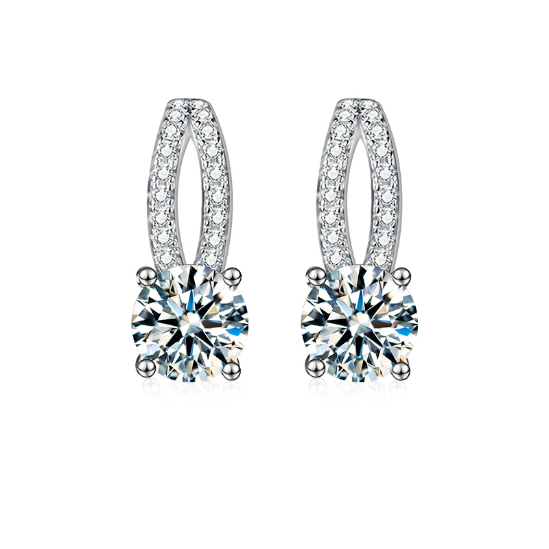 925银合成锆石耳饰 欧货DP高品925四爪耳环-6777