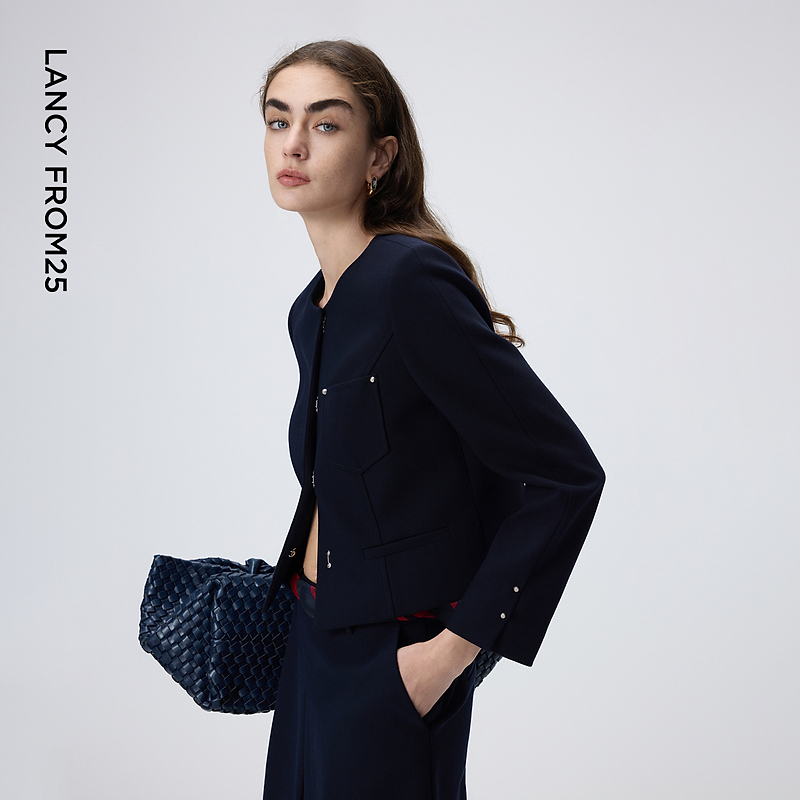 【MONEY HONG】朗姿圆领优雅简约气质通勤短外套女2026年春季新款