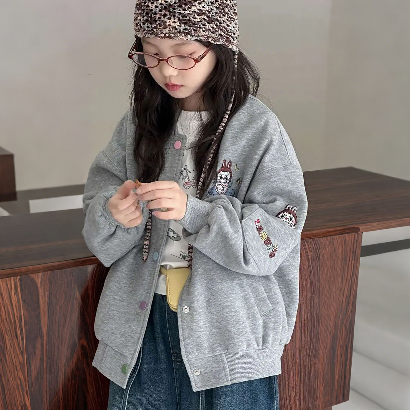 女童棒球服外套2025春秋新款大童韩版学院风长袖圆领夹克上衣百搭
