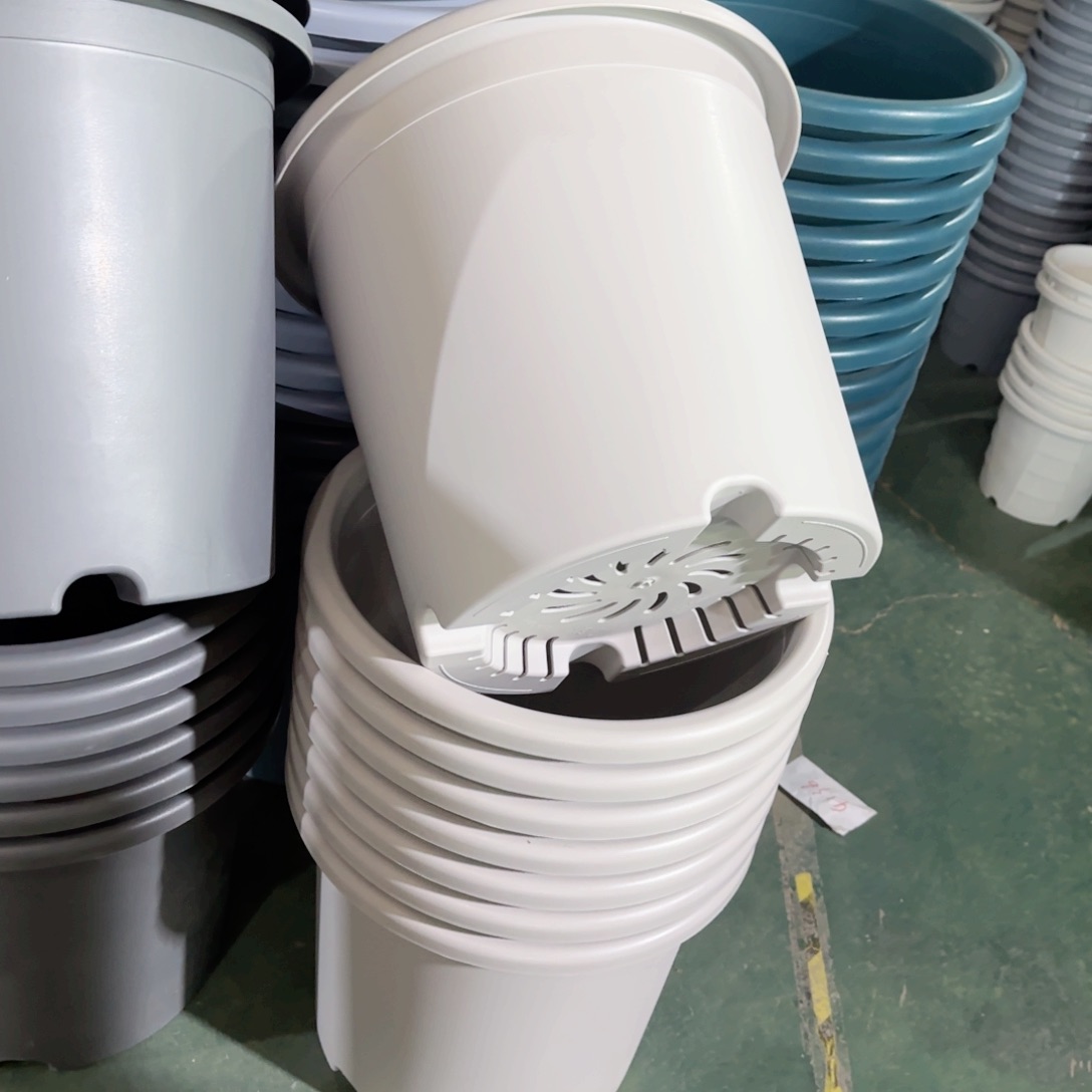 树脂四季盆9#无拖灰白4