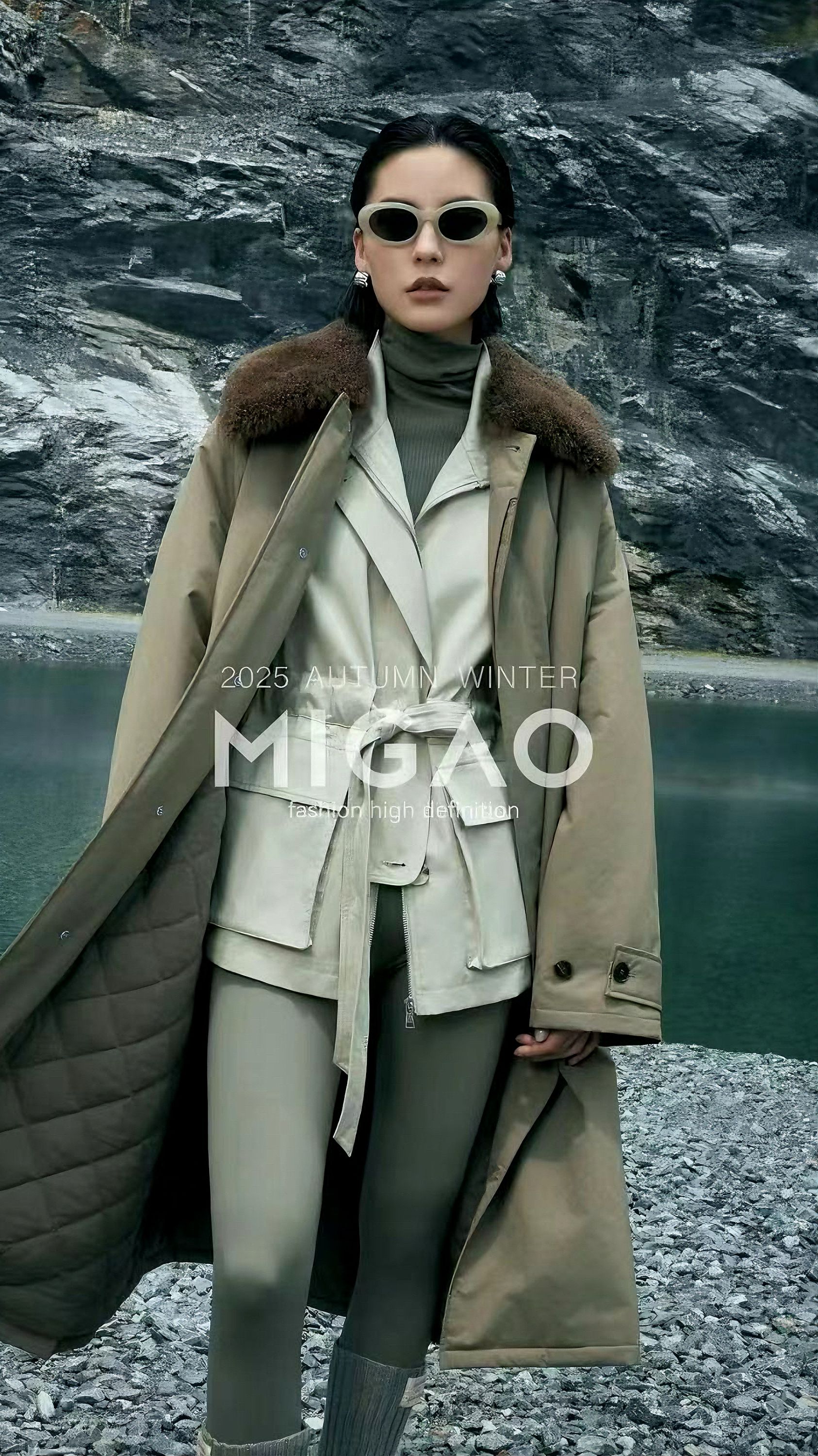 【艺术生棉服】日本进口面料山羊绒领3M长风衣棉服