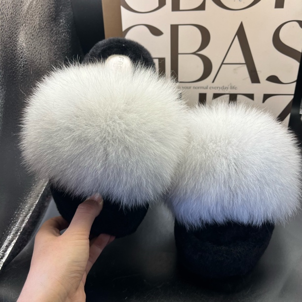 狐狸毛时尚秋冬气质百搭tuoxie 时尚便携（跟高八厘米）