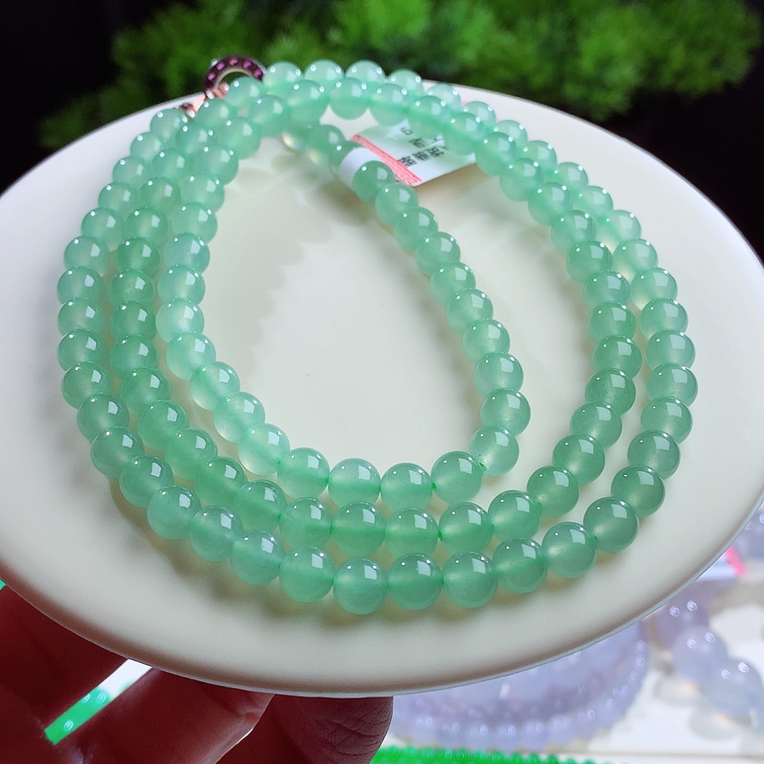 翡翠未镶嵌项链卡6mm