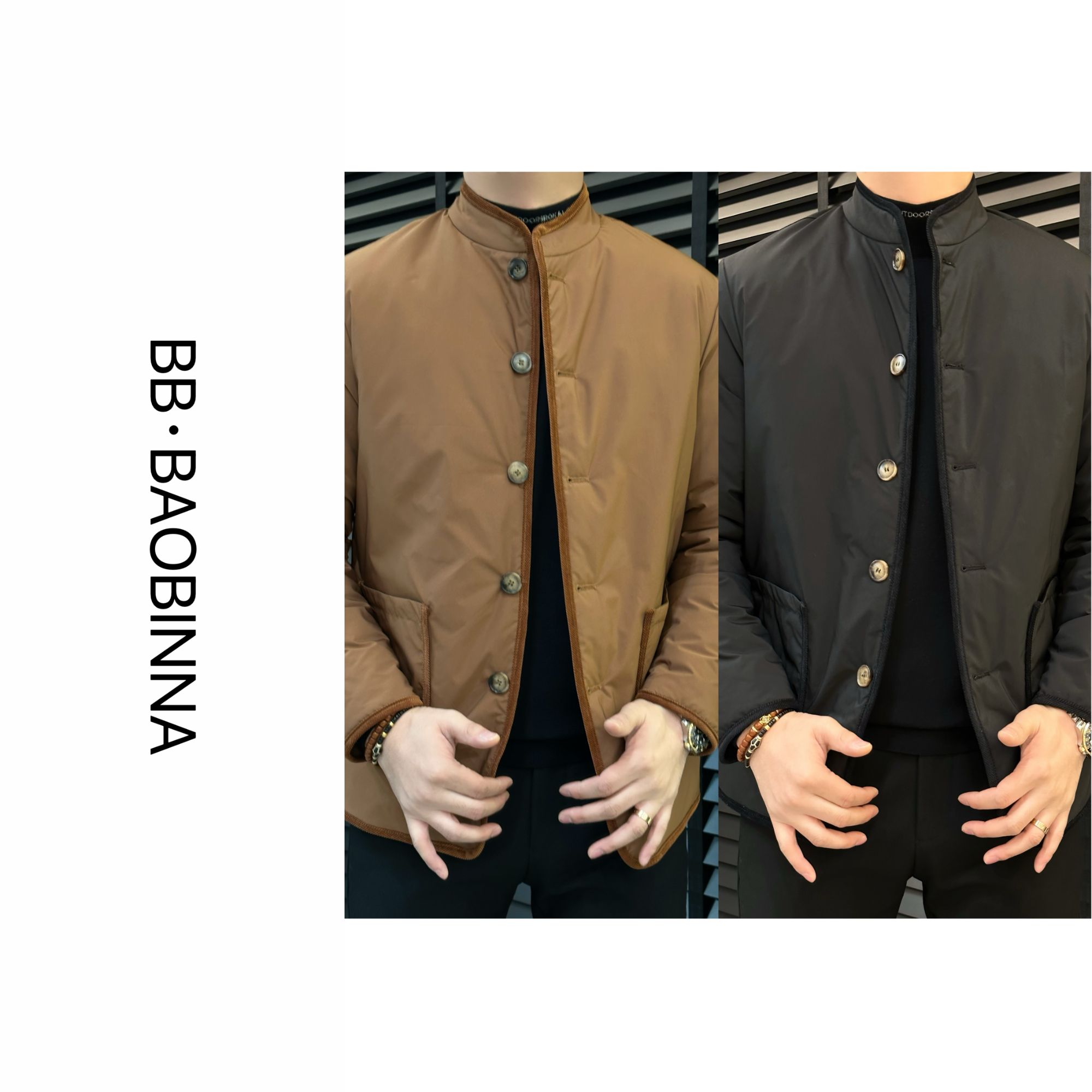 小野· 男装 | "设计师款"老钱风立领复古国潮休闲棉服7171