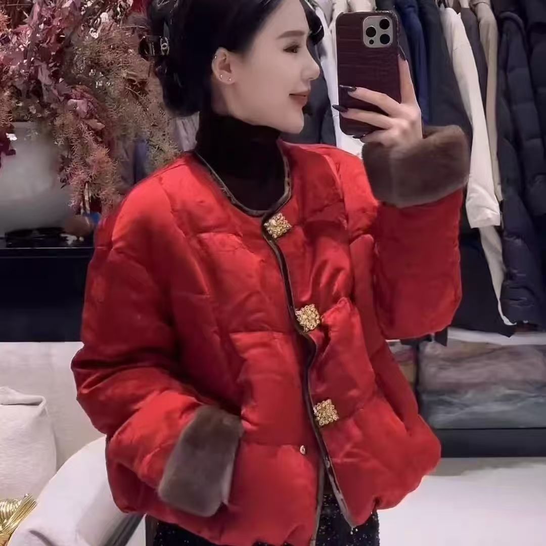 轻奢新中式国风红色棉服外套女2025新款爆款冬季高级感唐装小棉袄