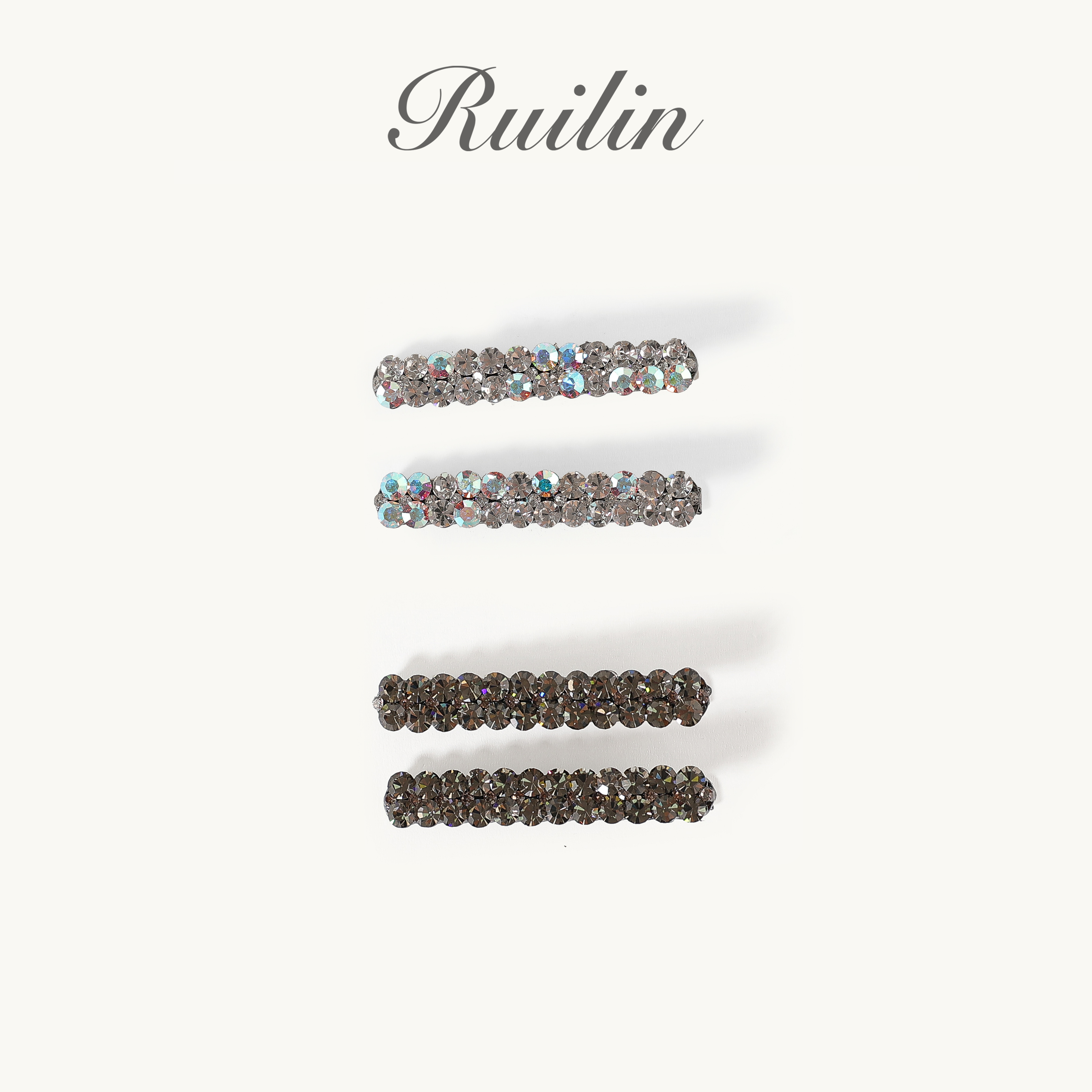 RUILIN【双排璀璨】发夹气质百搭镶钻钻发夹