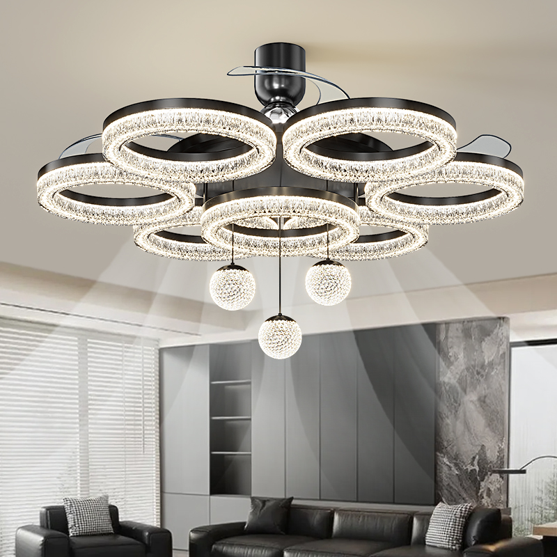 意式轻奢客厅灯简约现代卧室餐厅隐形风扇灯全光谱智能法式吊扇灯