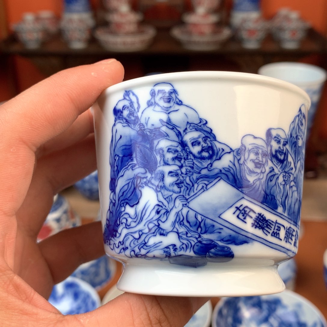十八罗汉主人杯手工手绘