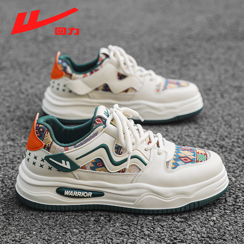 Warrior/回力男鞋2025冬季新款时尚国风刺绣板鞋百搭厚底运动休闲