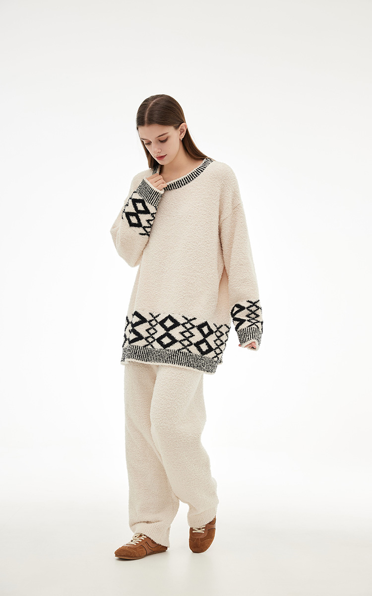 【吕公子专属】2025秋冬季新款半边绒睡衣女宽松撞色高级感家居服