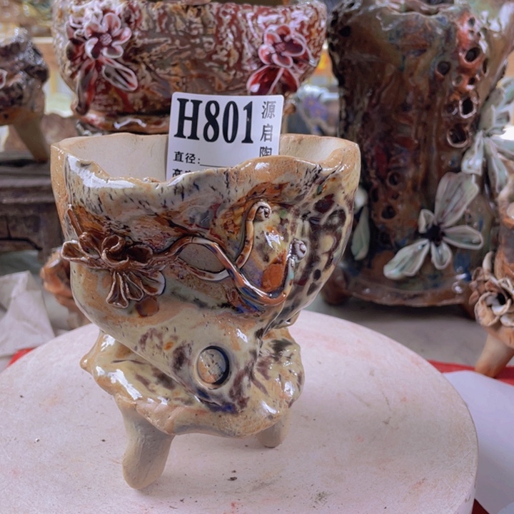 紫砂花盆景德镇陶瓷801瑕疵