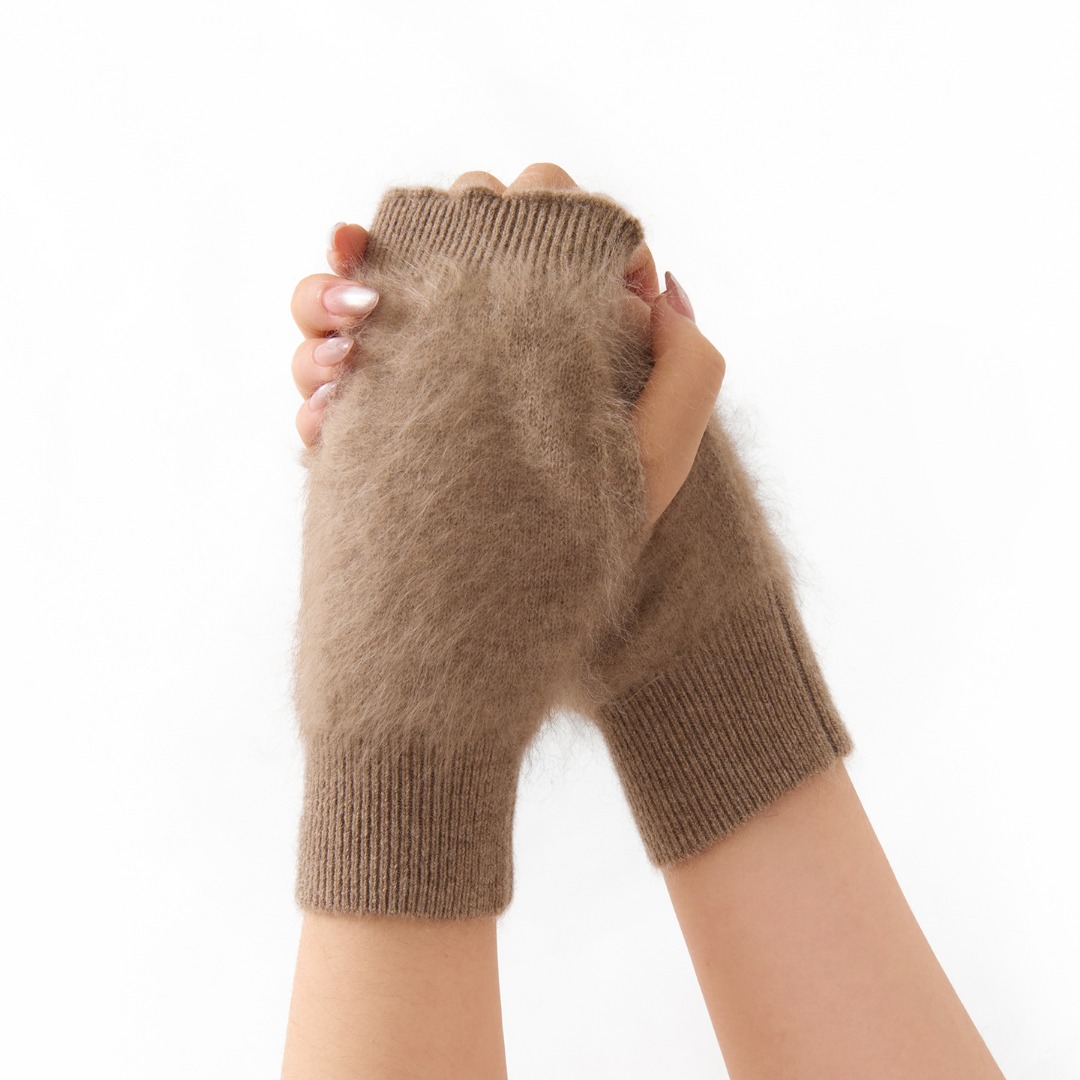 拉绒配饰 8712 半指手套 100%山羊绒 