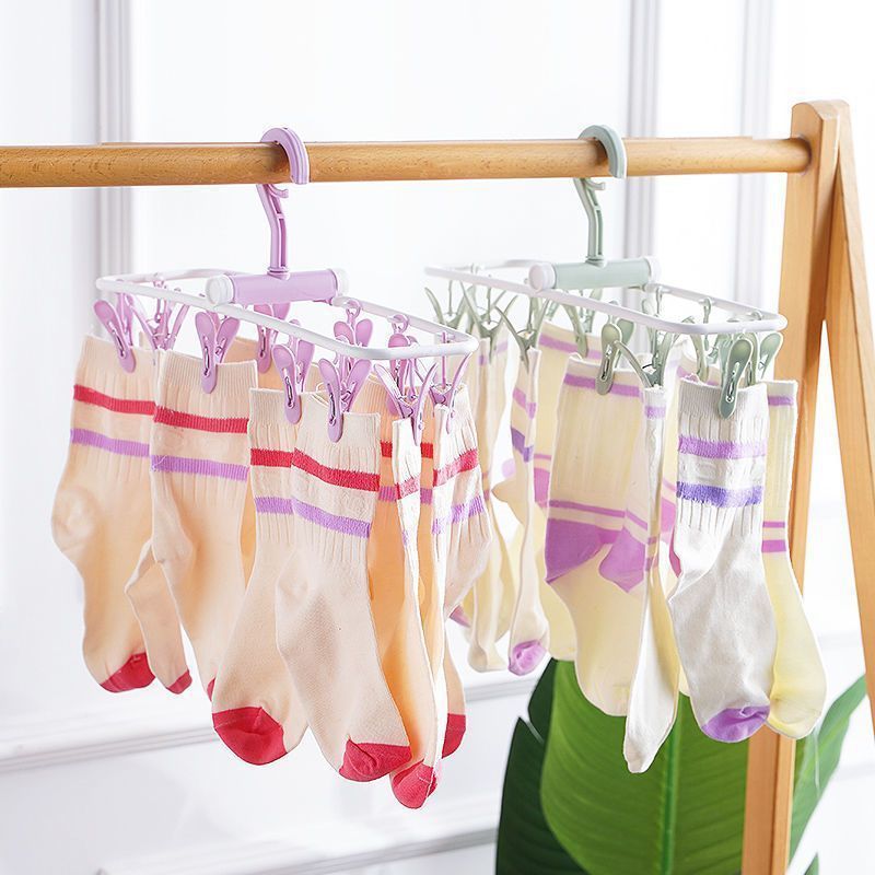 【福利】折叠袜子夹宿舍晾衣架成人防风塑料衣架儿童内衣袜子夹