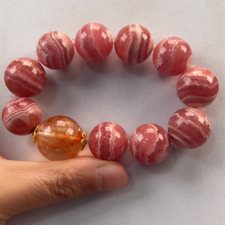 菱锰矿（红纹石）手串未镶嵌A*y