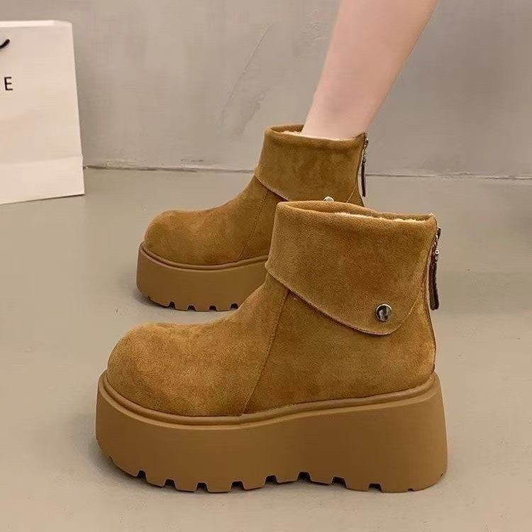 保暖增高厚底雪地靴女2025新款冬季勃肯鞋短靴女加绒加厚东北棉鞋