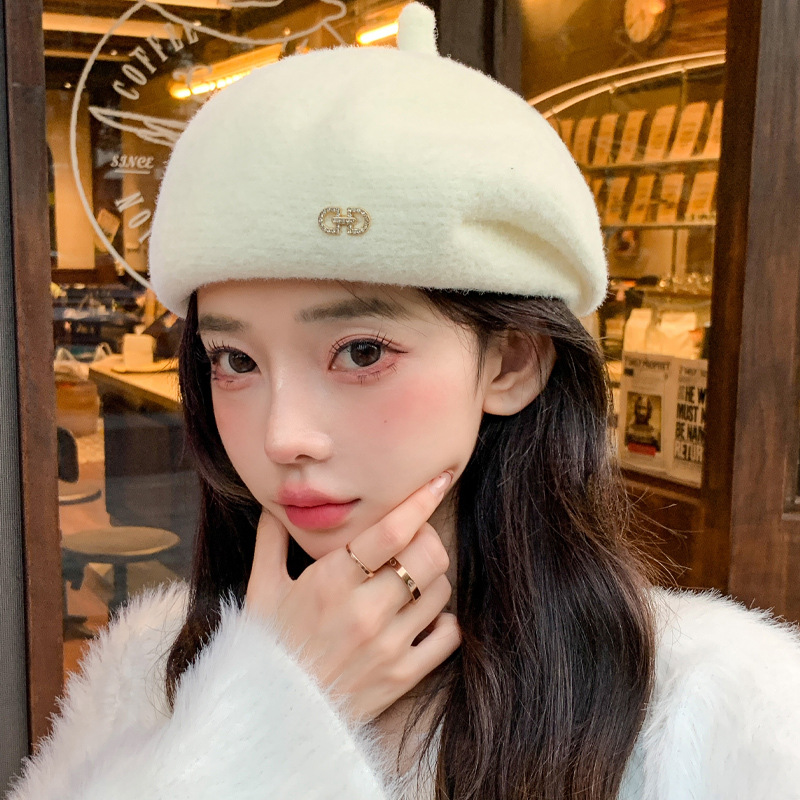 帽子女韩版毛呢贝雷帽秋冬复古文艺画家帽百搭显脸小保暖蓓蕾帽潮