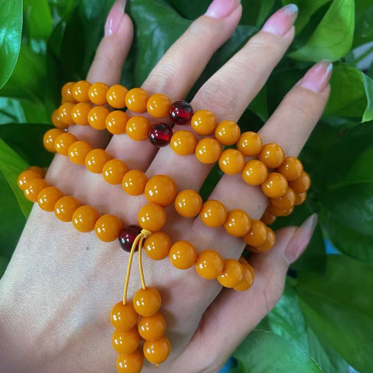 w040 藏族精工打磨精美橙色 108 多圈卡 8mm