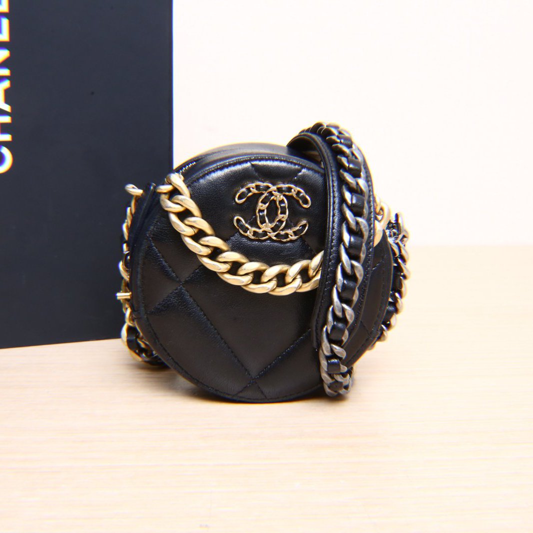 95新 Chanel/香奈儿 小花Jerry P205640623 19BAG 小圆饼包 黑色
