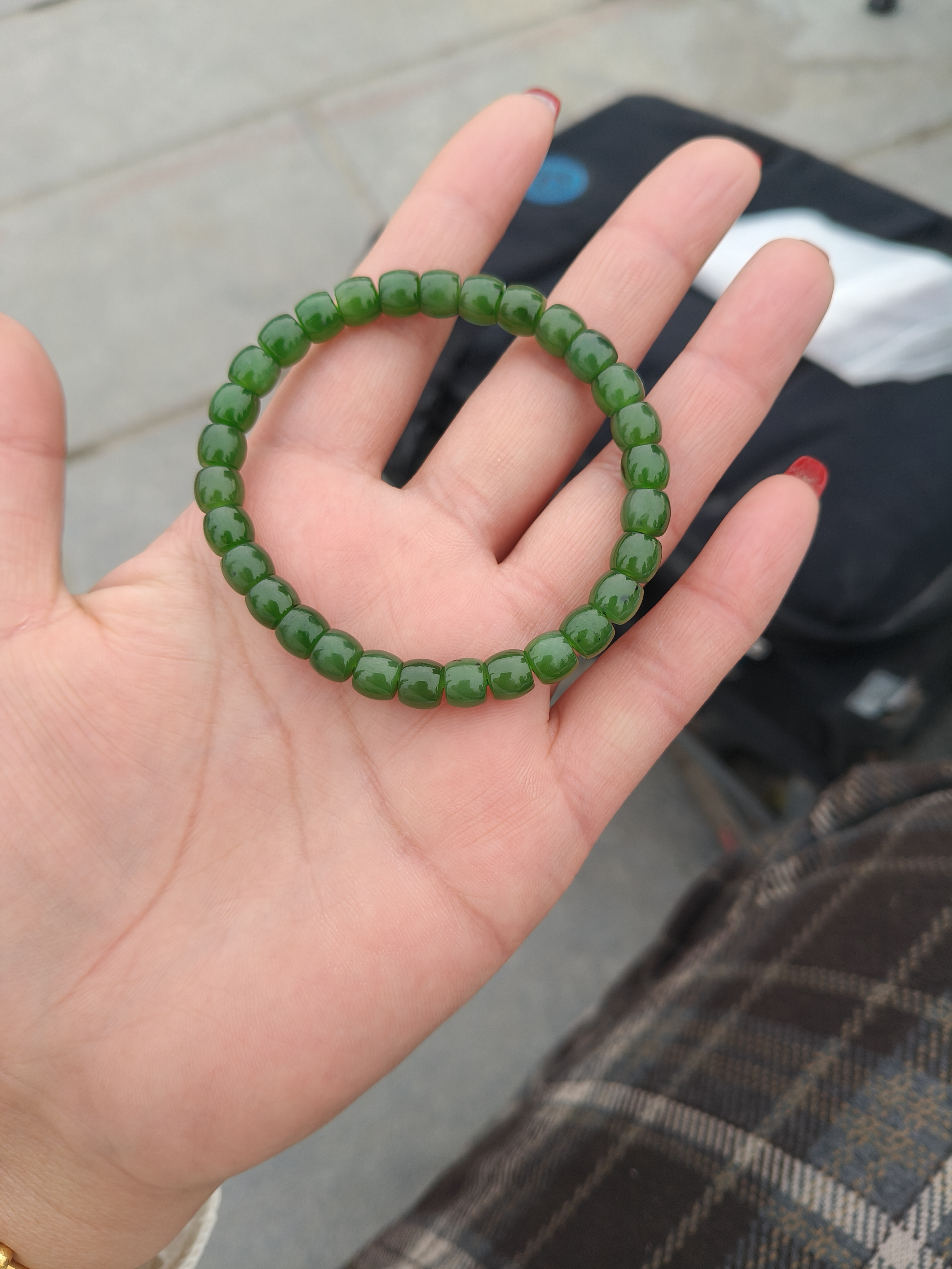 纯天然和田玉碧玉手串