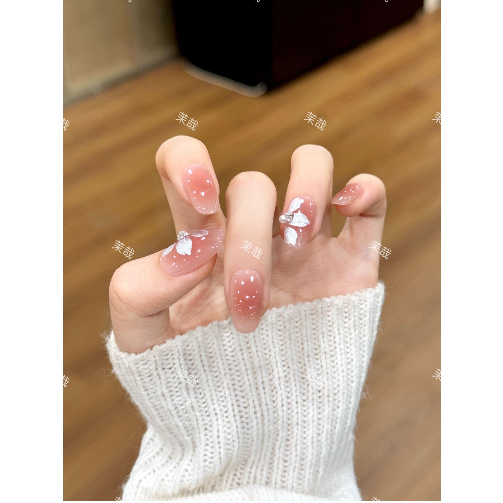 茉哉W现货【甘露花语】纯手工定制美甲拆卸穿戴甲A5210