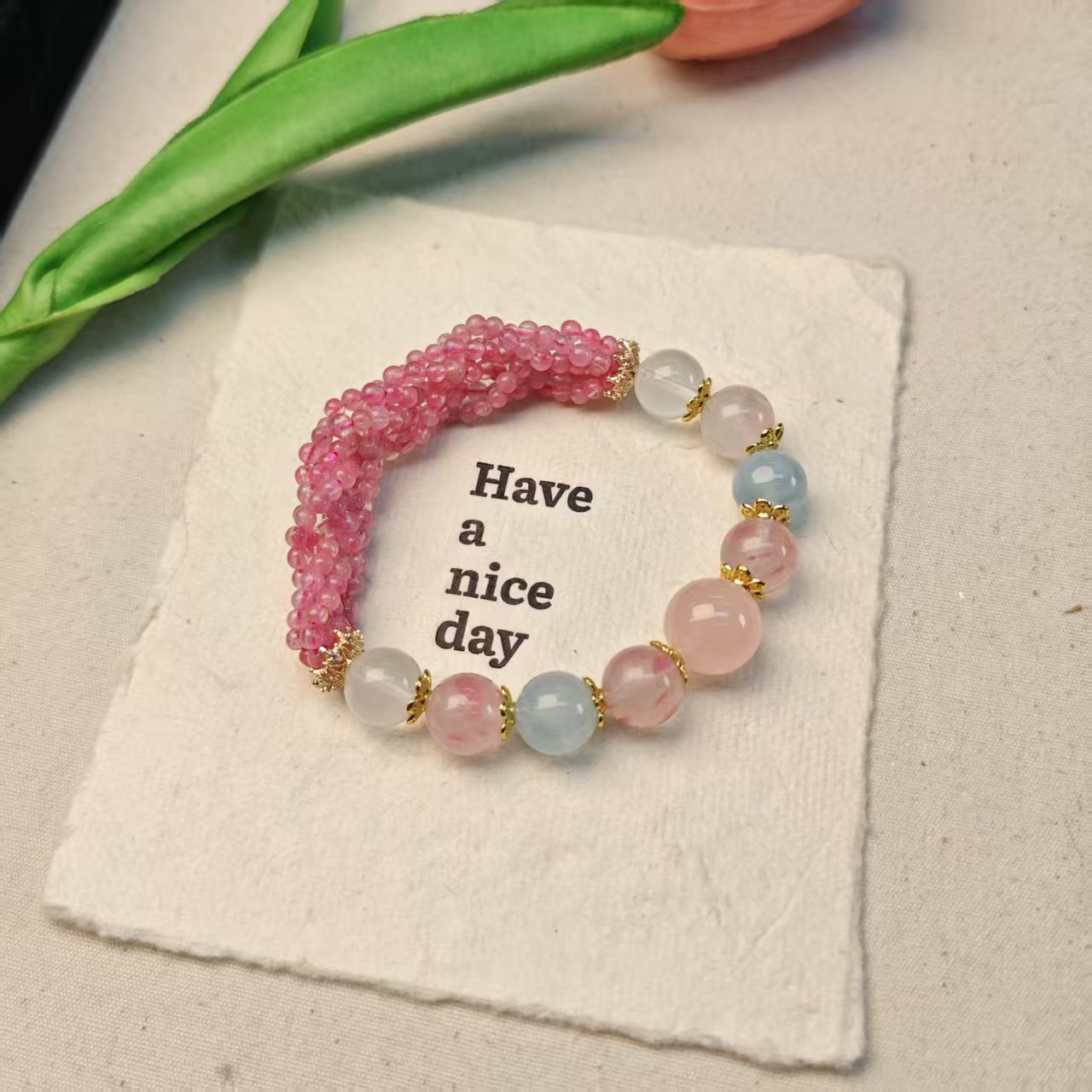 《蔷薇轻舞》蔷薇辉石樱花雨手链11-13(多样发其一) YX74