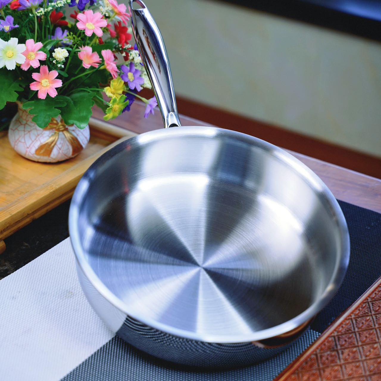 Vitasana/维塔赛娜 316不锈钢无涂层平底锅不粘锅煎蛋牛排煎锅