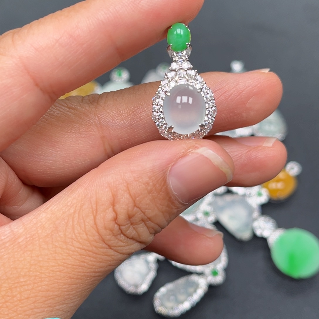 翡翠银S925镶嵌吊坠(不含链)