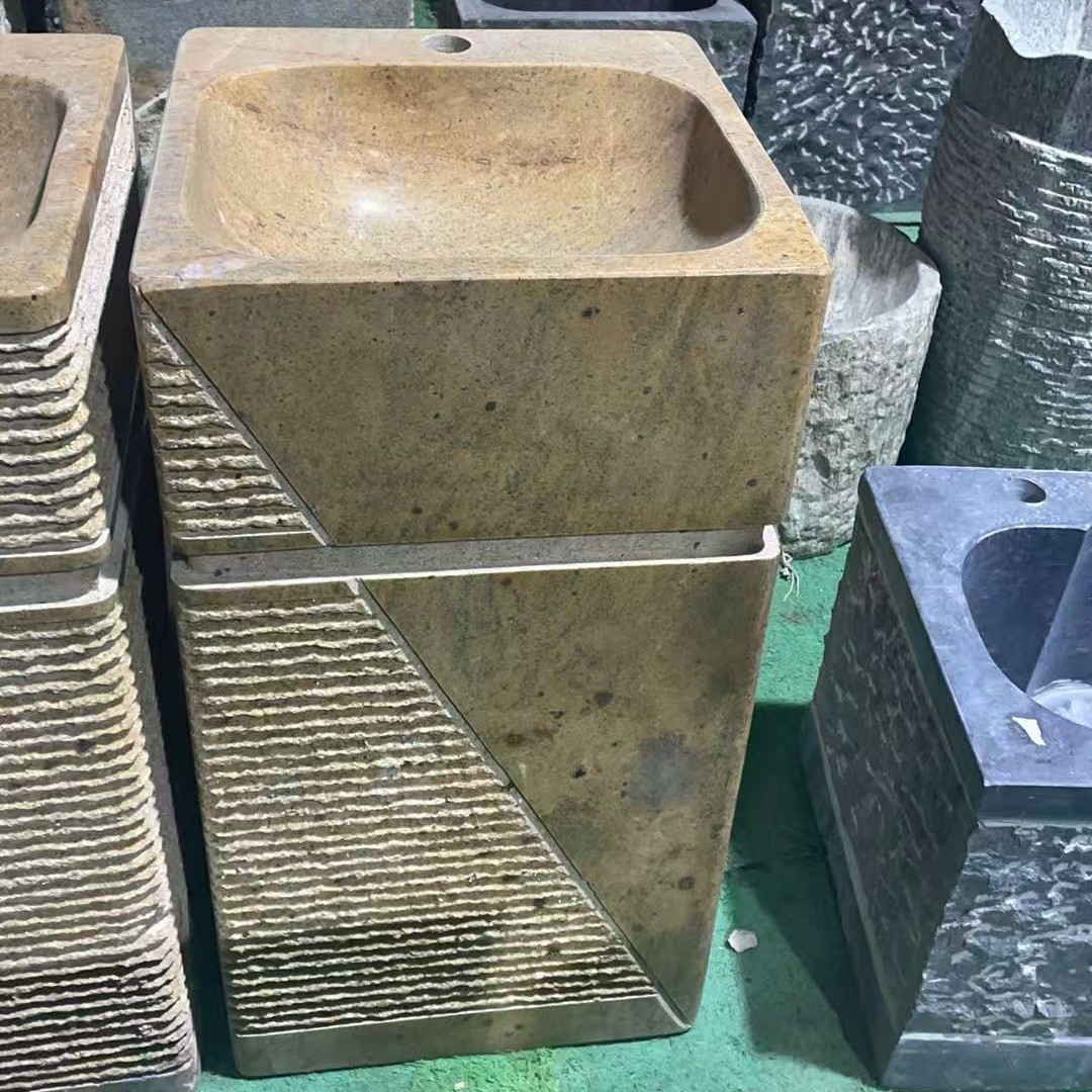 户外天然大理石整石一体带搓衣板台盆适合庭院家用洗衣洗手两用池