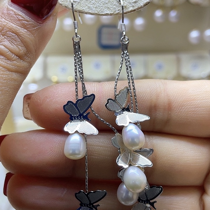 淡水珍珠耳饰银S925镶嵌