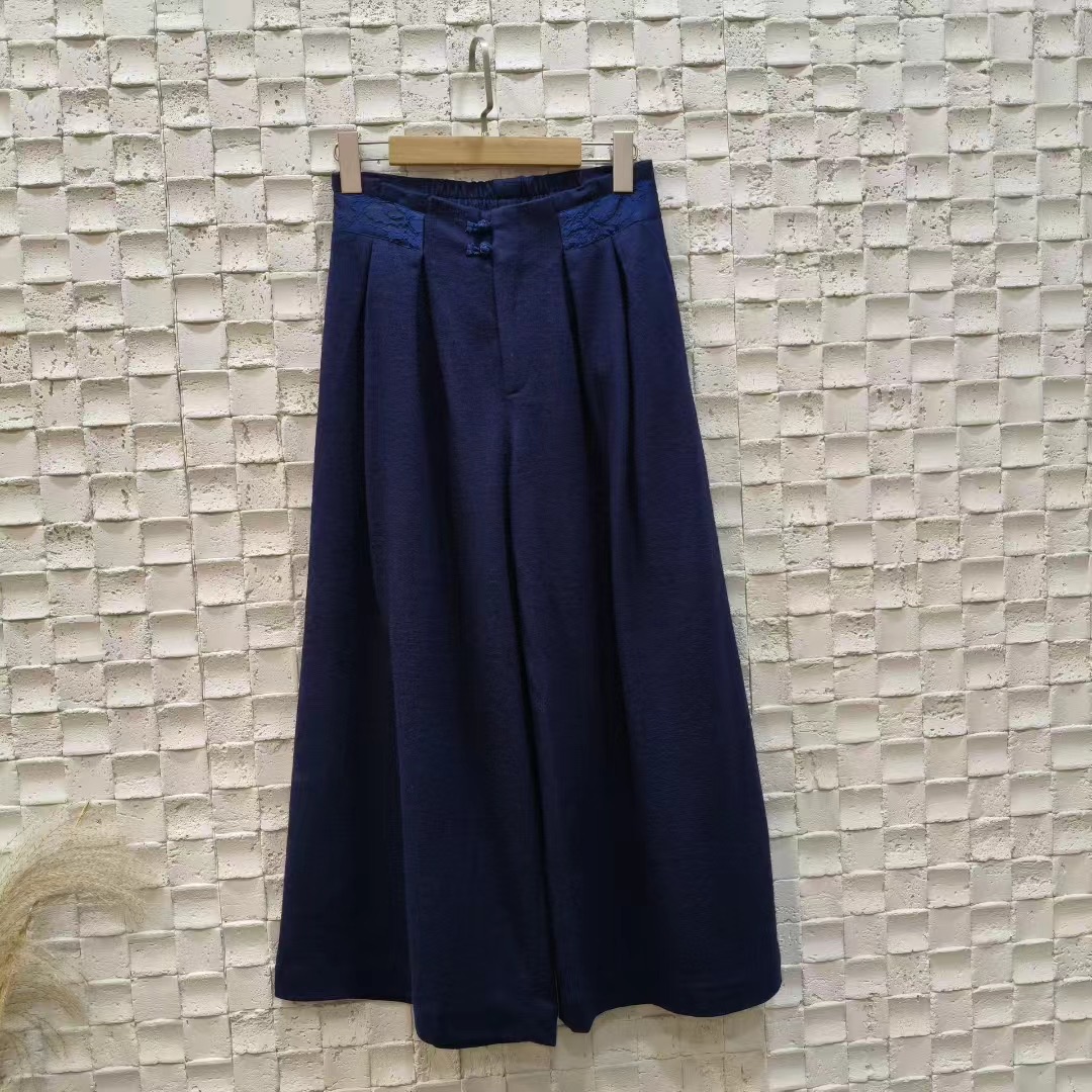 原创设计.新中式藏青色裤子QD-2320103