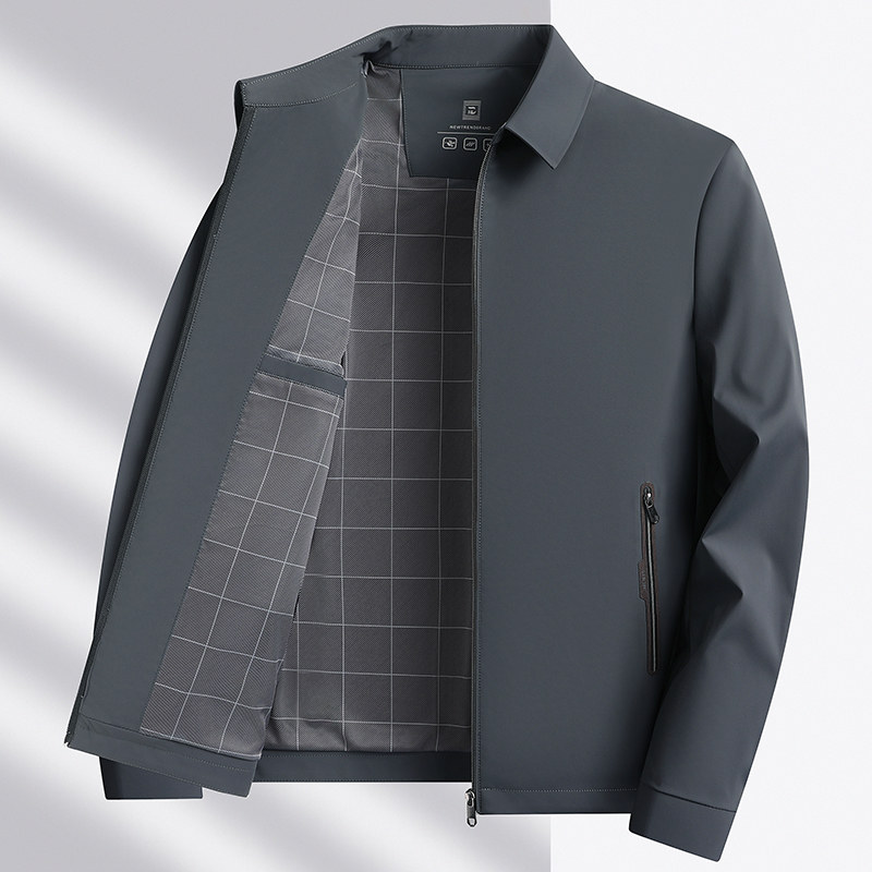 翻领男士拉链夹克2025春秋季新款商务休闲高级感外套男中年爸爸装